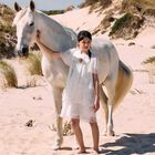 Girls White Tiered Dress, 1, hi-res