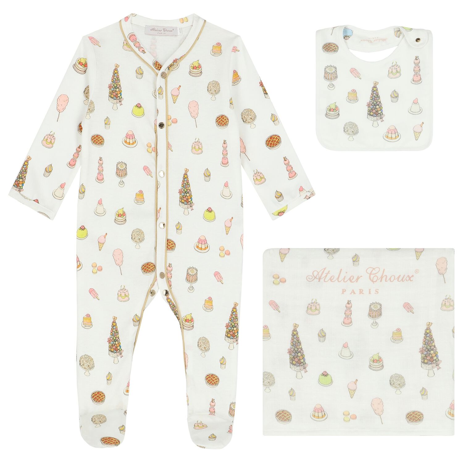 Ivory Cake Babygrow Gift Set, 1, hi-res