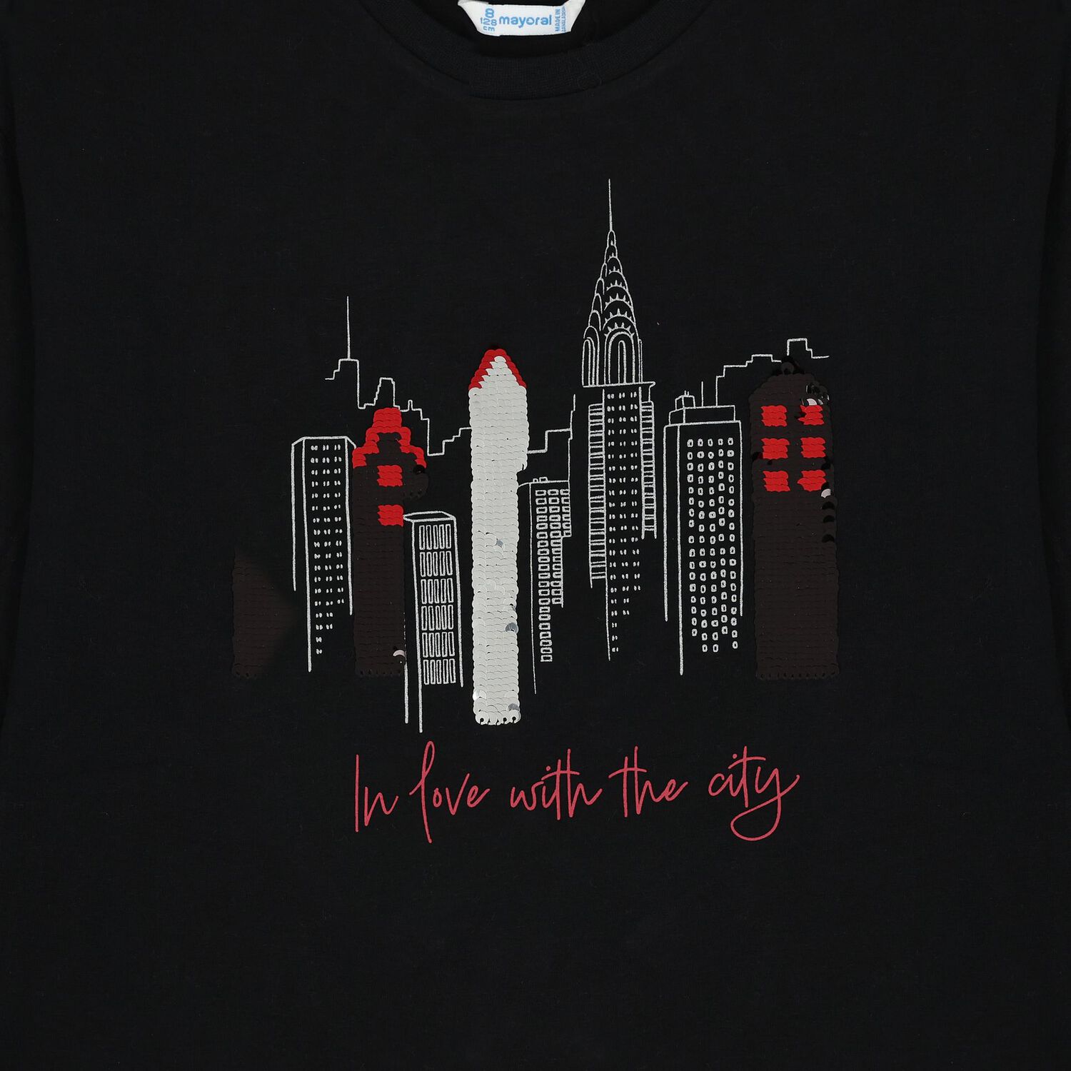 Girls Black Long Sleeve Top, 1, hi-res