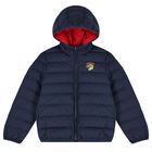 Navy Blue & Red Logo Reversible Puffer Jacket, 1, hi-res