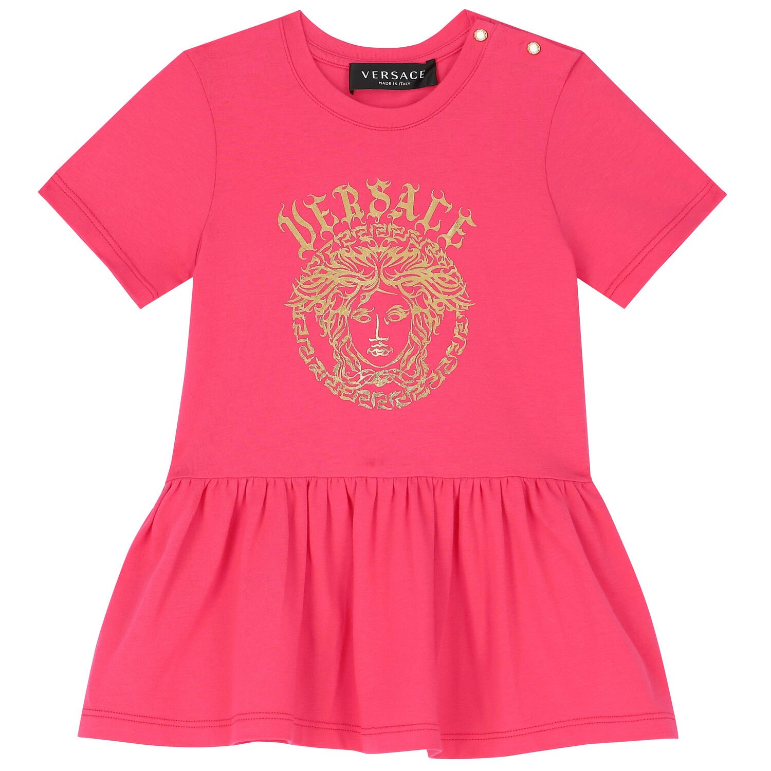Younger Girls Pink Medusa Logo Dress, 1, hi-res