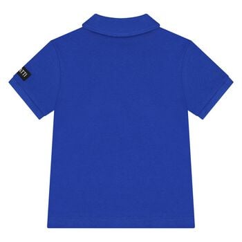 Younger Boys White & Blue Logo Polo Shirt