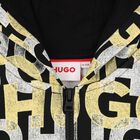 Boys Black Monogram Hooded Zip-Up Top, 1, hi-res