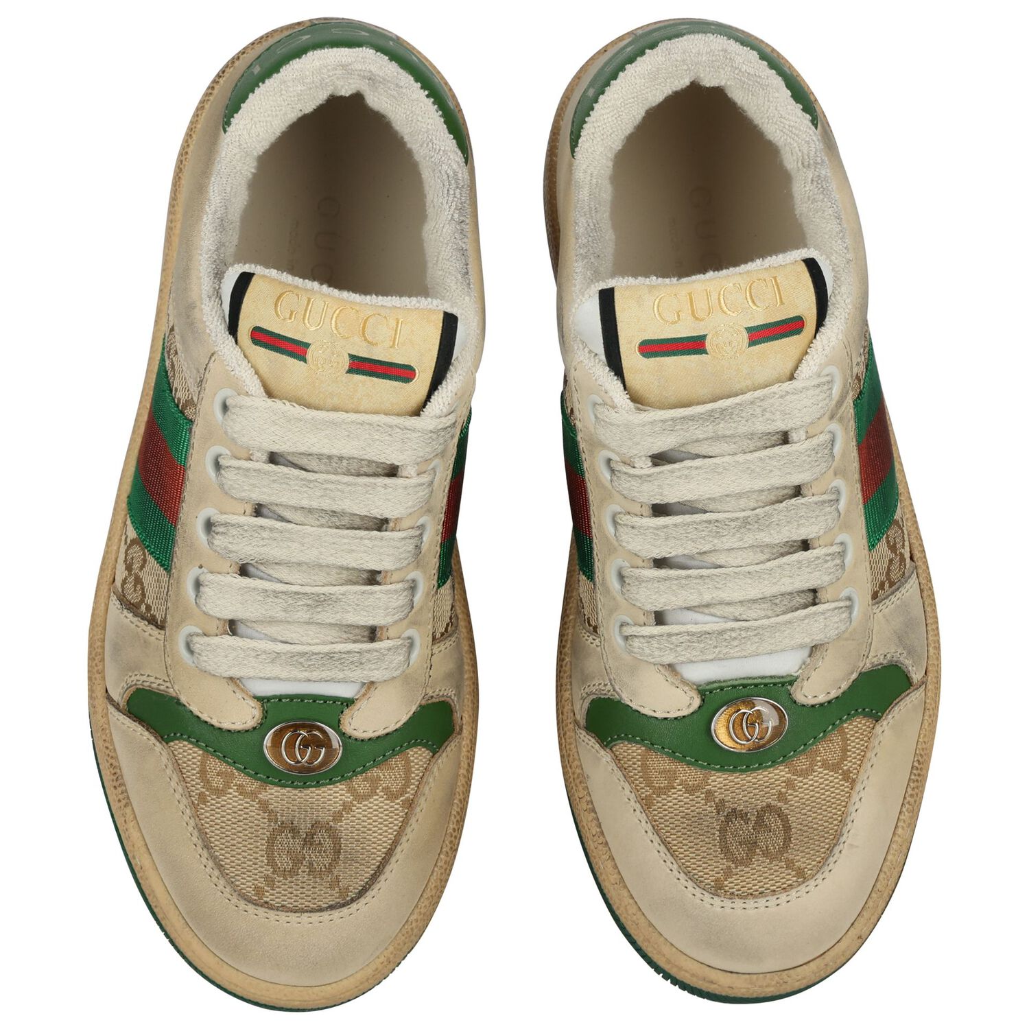 Beige & Green GG Supreme Trainers, 1, hi-res