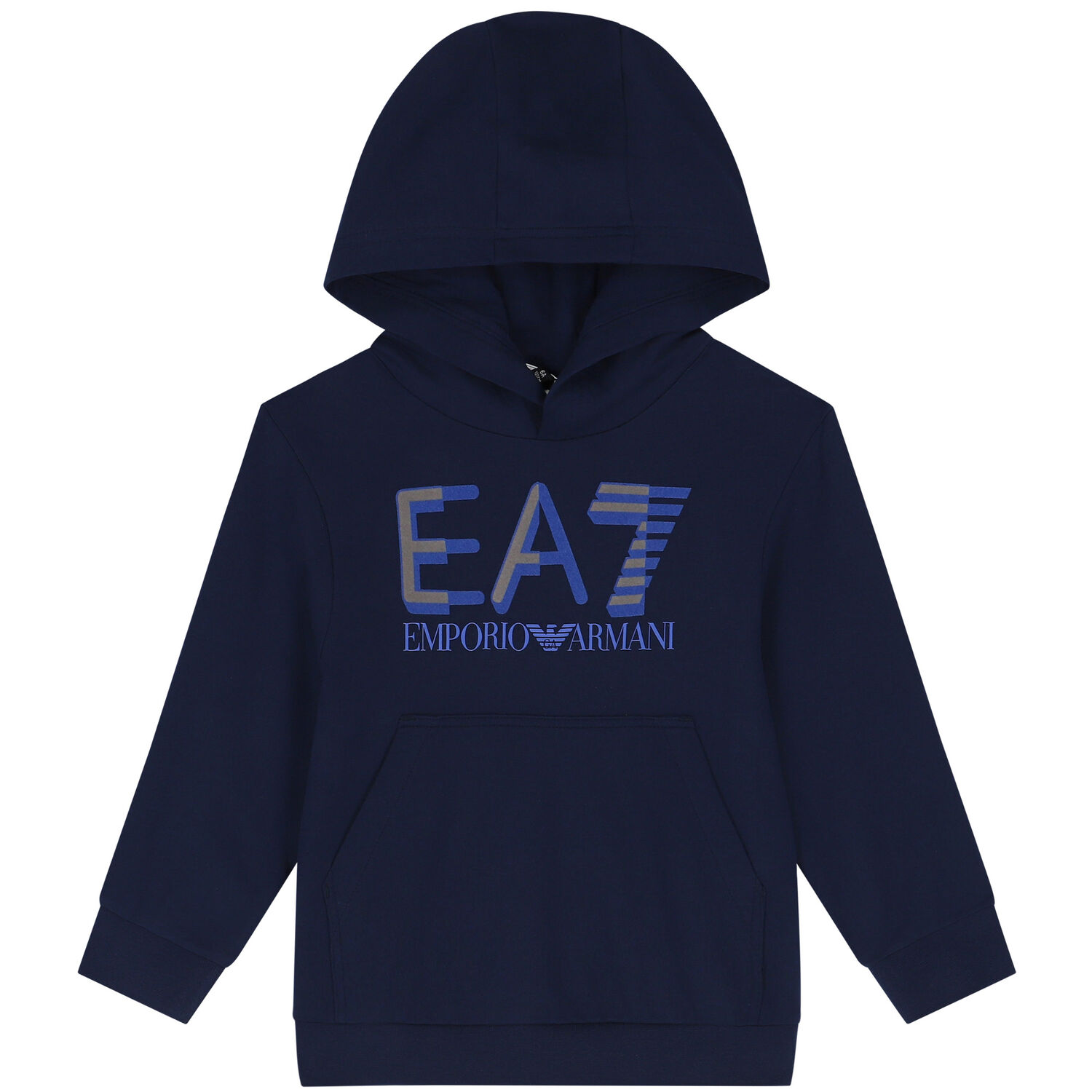 Boys Navy Blue Logo Hooded Top, 3, hi-res