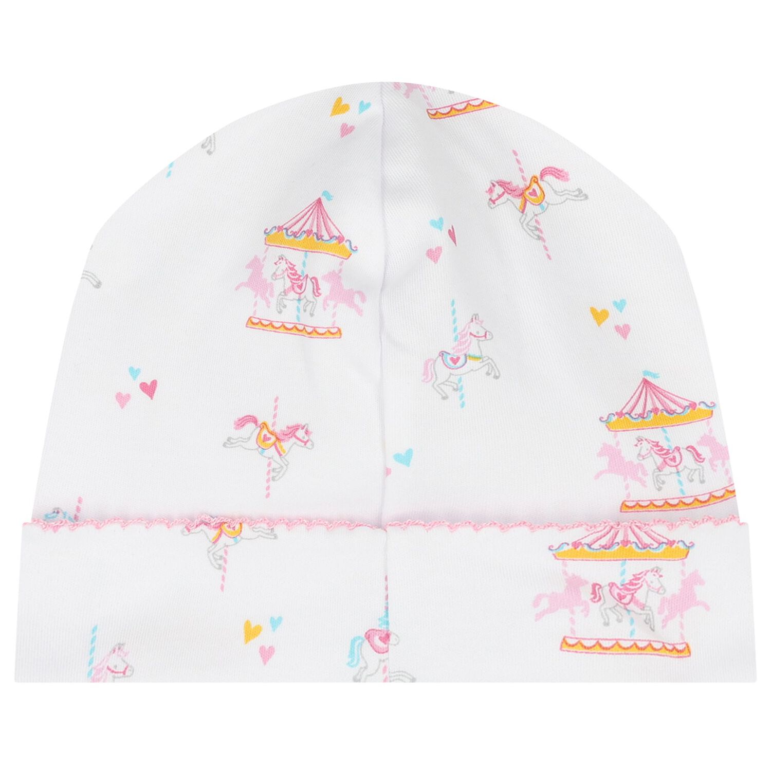 Baby Girls White & Pink Carousel Hat, 1, hi-res