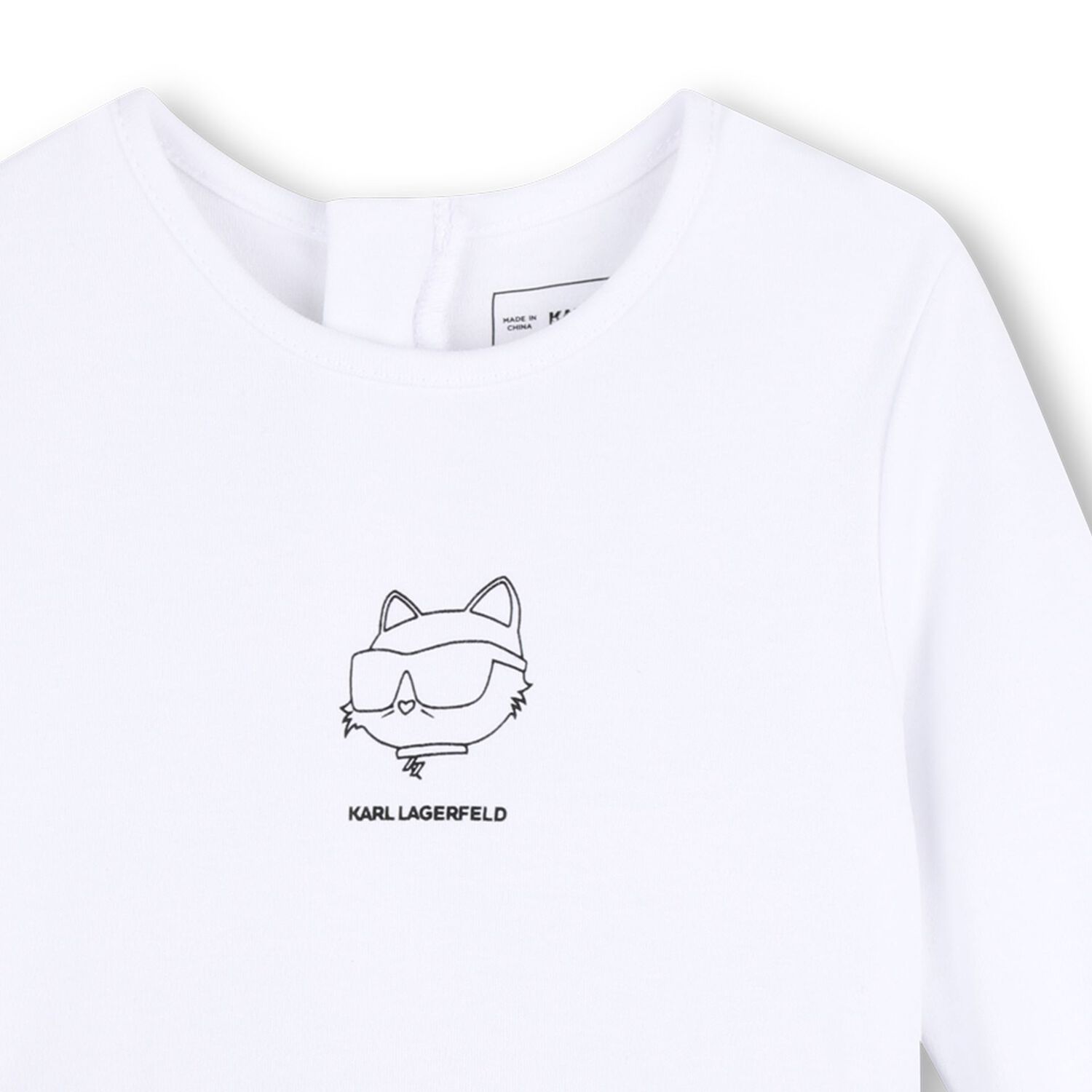 Younger Girls White & Black Choupette Logo Dress, 1, hi-res
