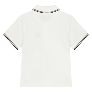 Younger Boys White Logo Polo Shirt