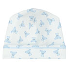 Baby Boys White & Blue Teddy Hat, 1, hi-res