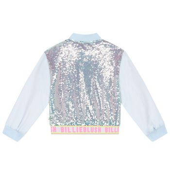 Girls Blue & Pink Sequin Zip Up Top