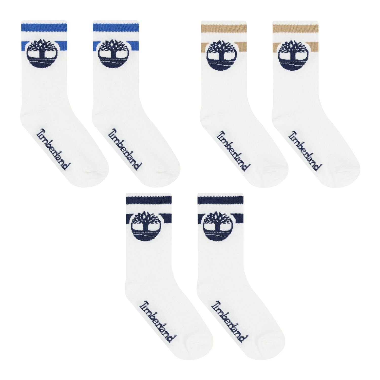 Baby Boys White Logo Socks ( 3 Pack ), 1, hi-res