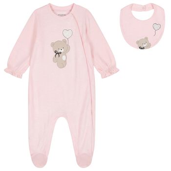Baby Girls Pink Teddy Bear Babygrow Set