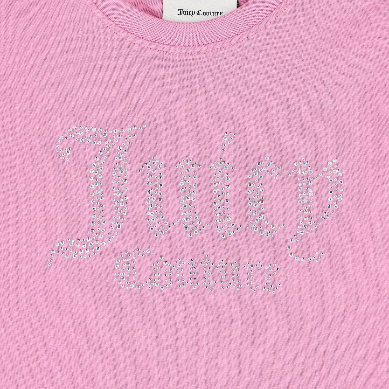 Girls Pink Crystal Embellished Diamant&eacute; Logo T-Shirt, 3, hi-res