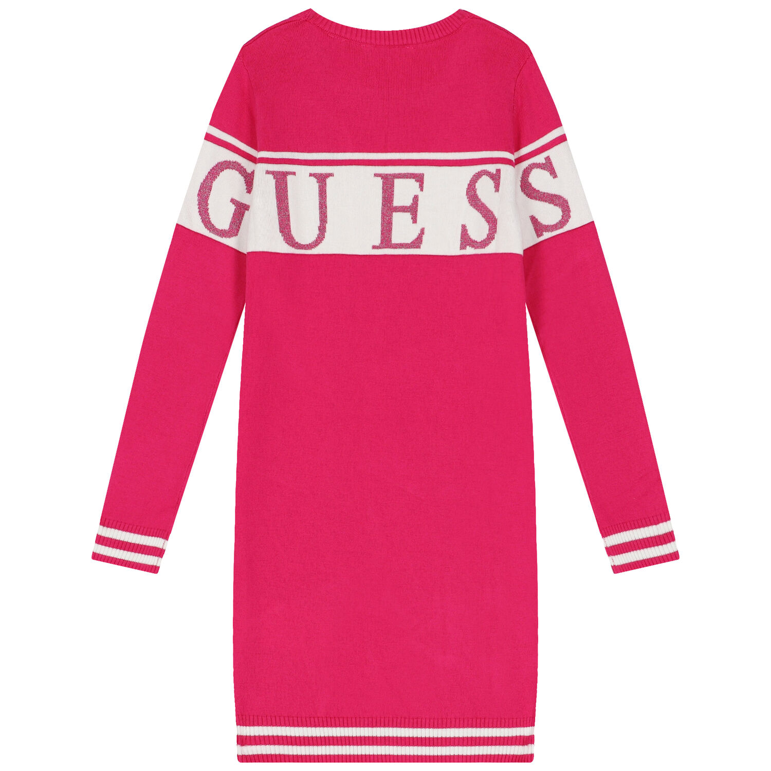 Girls Pink Logo Knitted Sweatshirt Dress, 2, hi-res image number null
