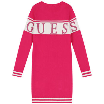Girls Pink Logo Knitted Sweatshirt Dress