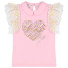 Girls Pink & White Heart Skirt Set, 1, hi-res