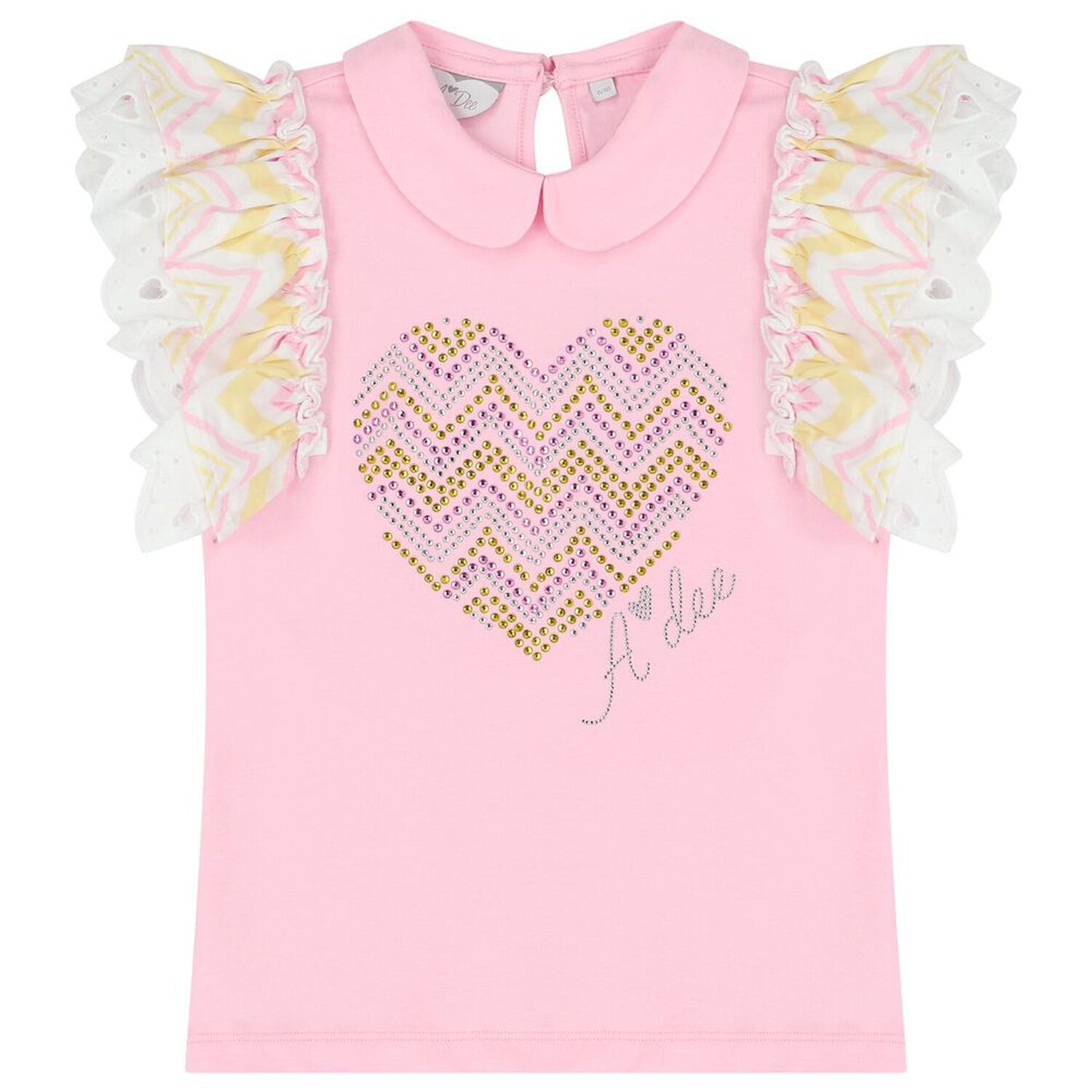 Girls Pink & White Heart Skirt Set, 1, hi-res