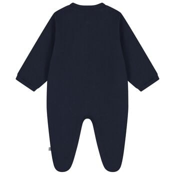 Baby Boys Navy Blue & Gold Logo Babygrow