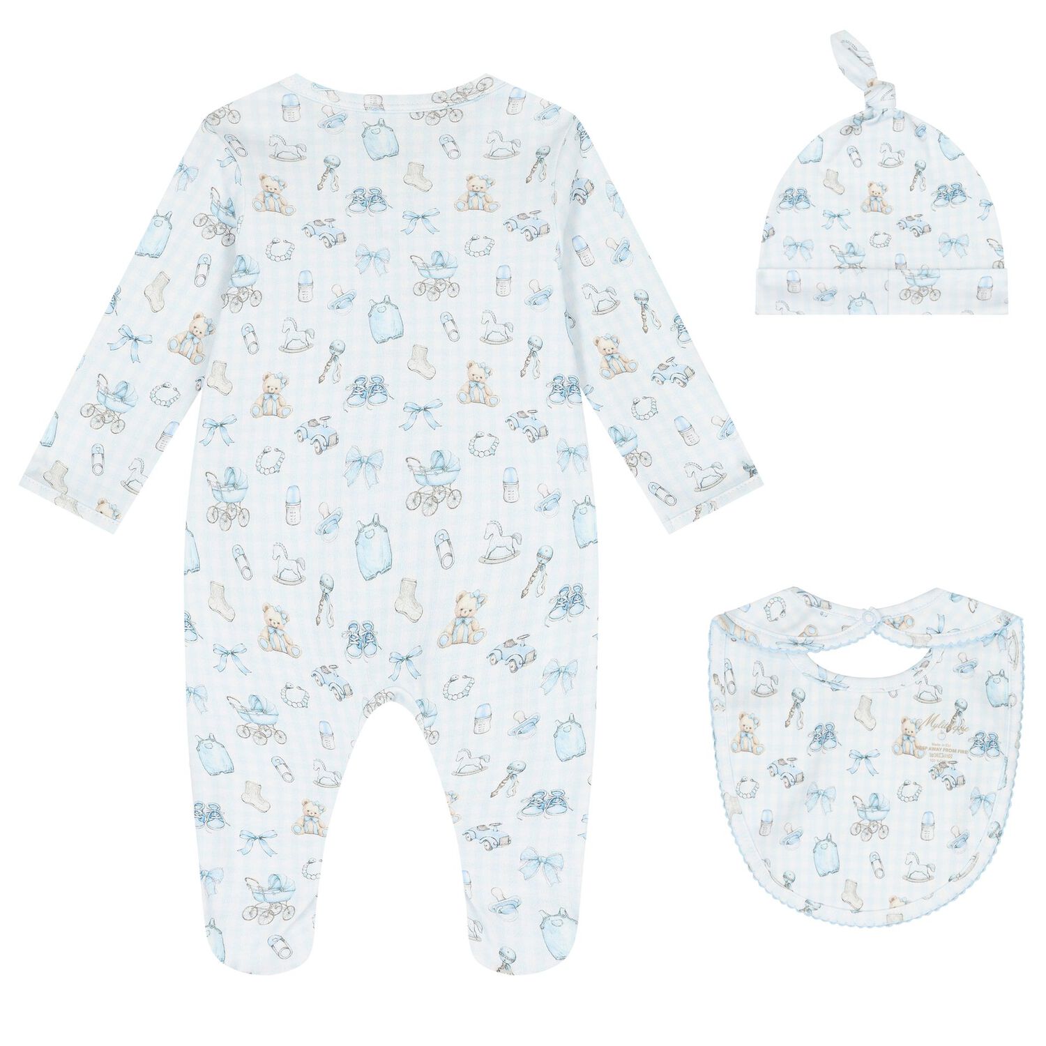 Blue Nursery Print Babygrow Gift Set (3 Piece), 1, hi-res image number null