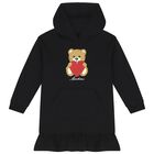 Girls Black Teddy Bear Logo Dress, 1, hi-res