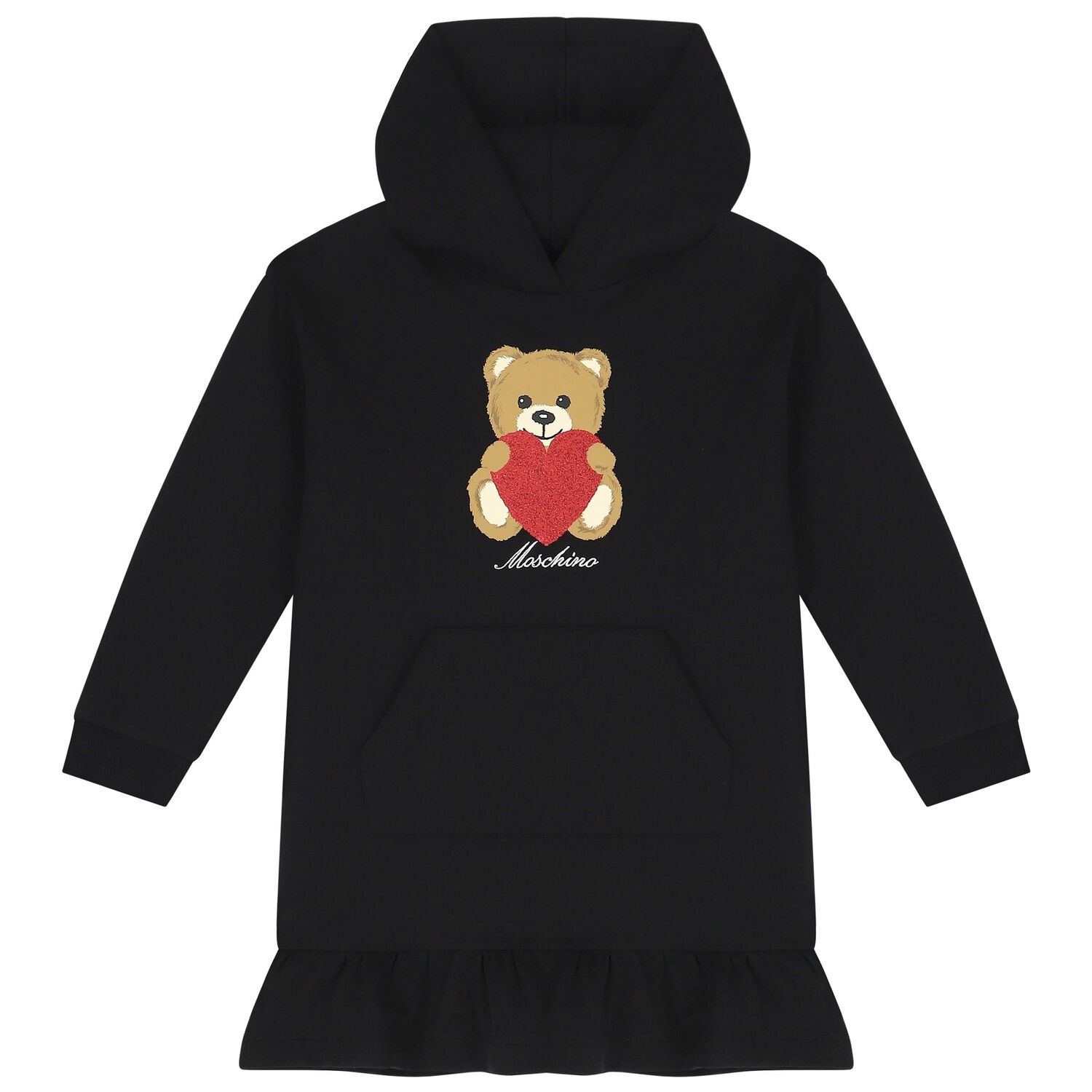 Girls Black Teddy Bear Logo Dress, 1, hi-res image number null