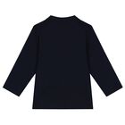 Younger Boys Navy Blue Logo Long Sleeve Top, 1, hi-res