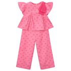 Girls Pink Floral Trousers Set, 1, hi-res