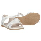 Girls White Logo Flower Sandals , 1, hi-res