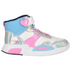 Girls White, Pink & Blue Logo Trainers, 1, hi-res