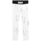 Girls White Iridescent Logo Leggings, 1, hi-res