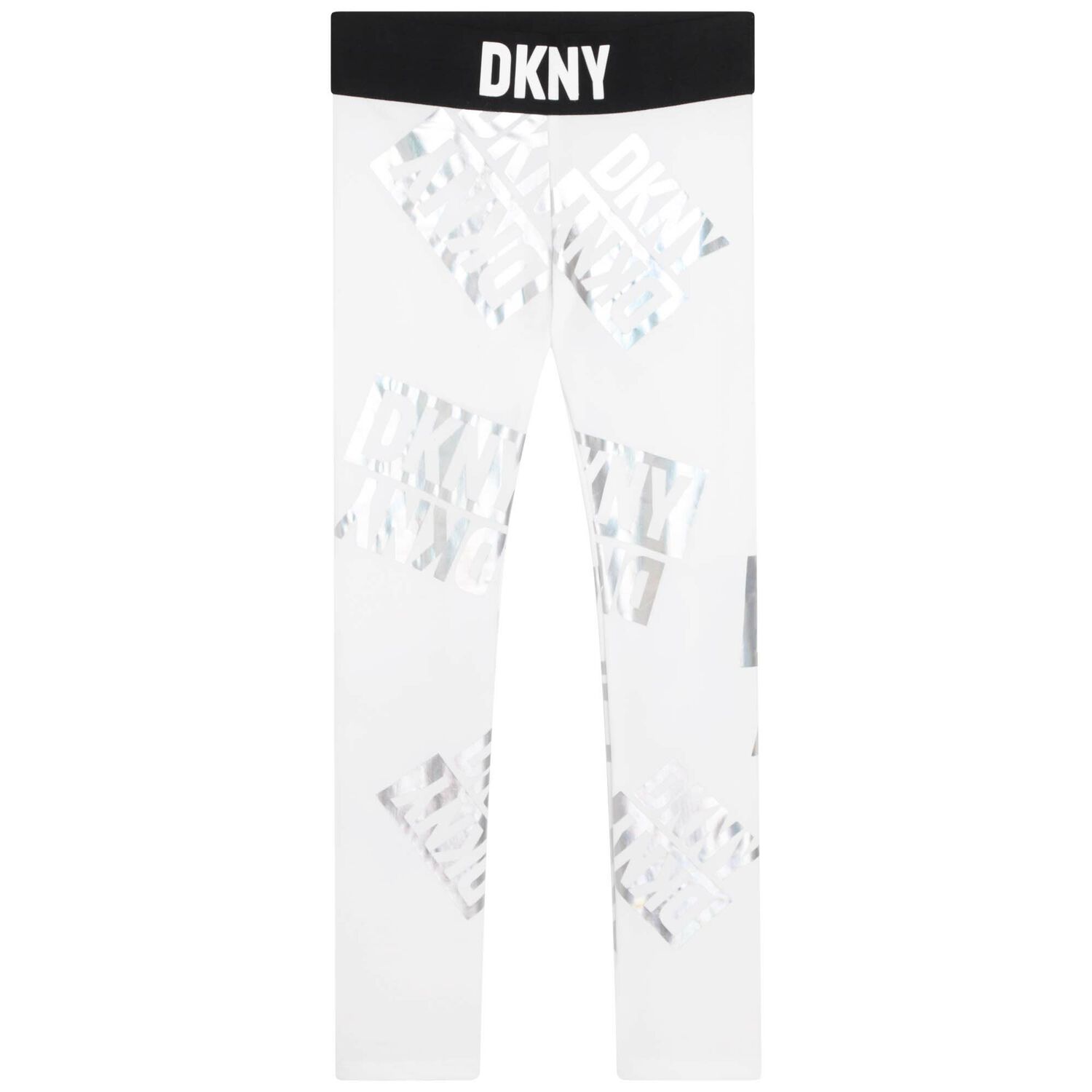 Girls White Iridescent Logo Leggings, 1, hi-res