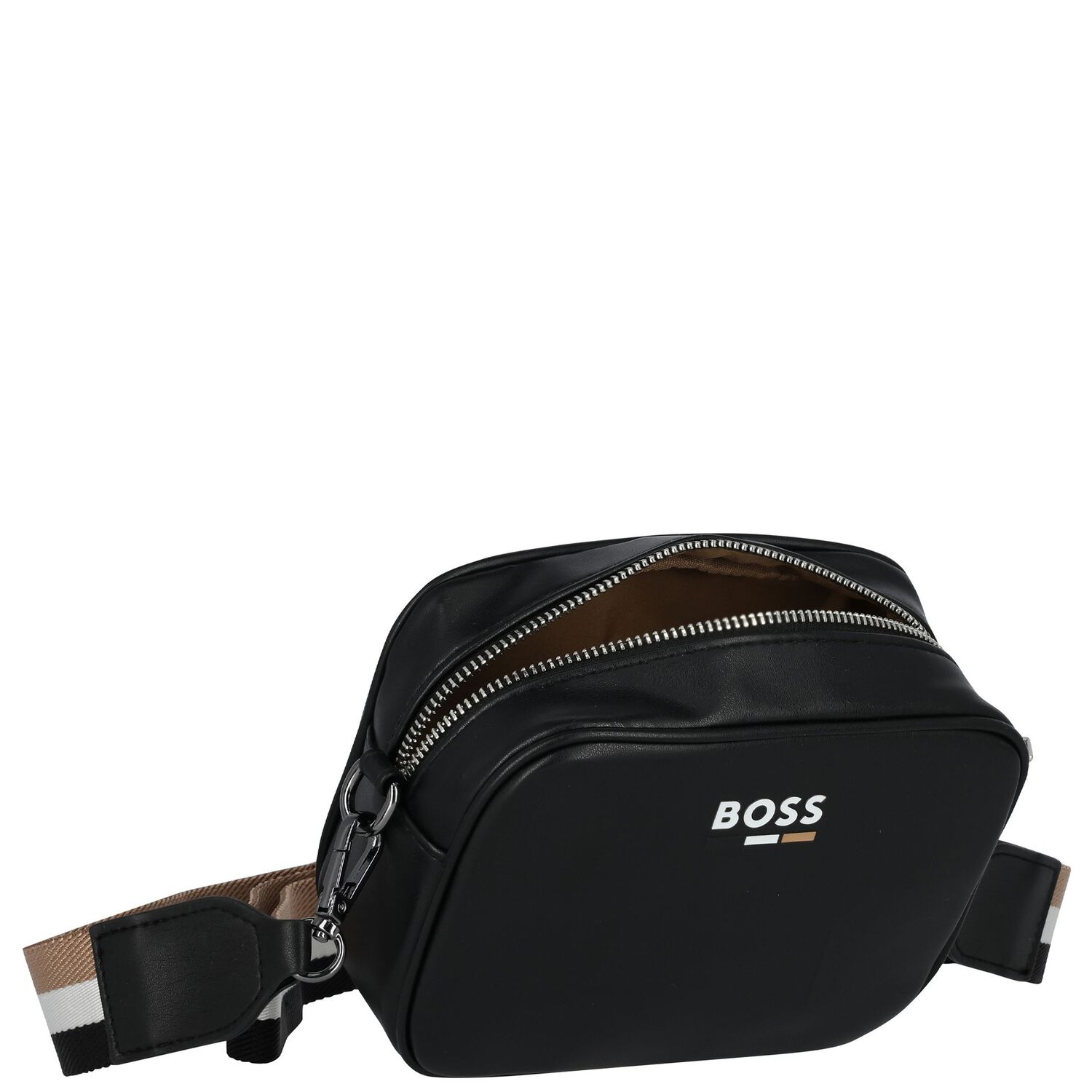 Girls Black Logo Leather Bag, 1, hi-res image number null