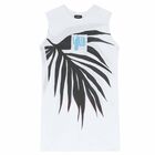 Girls White Printed Sleeveless Dress, 1, hi-res