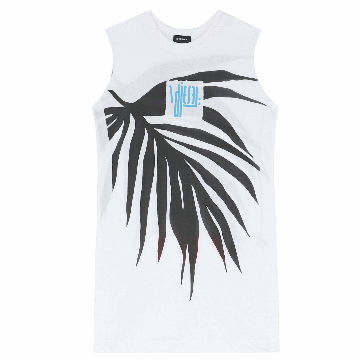 Girls White Printed Sleeveless Dress, 1, hi-res image number null