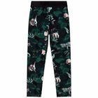 Girls Black Graphic Leggings, 1, hi-res