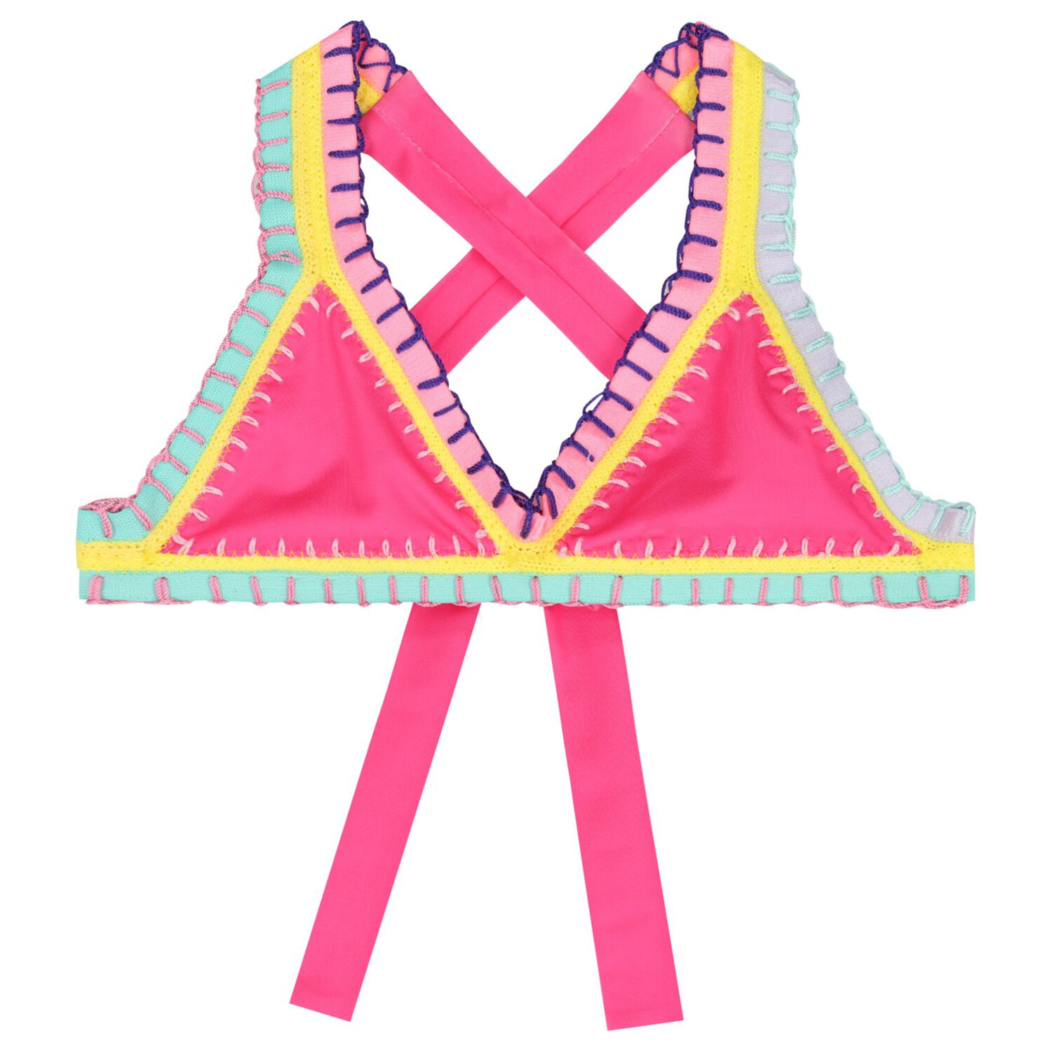 Girls Pink Embroidered Bikini, 1, hi-res