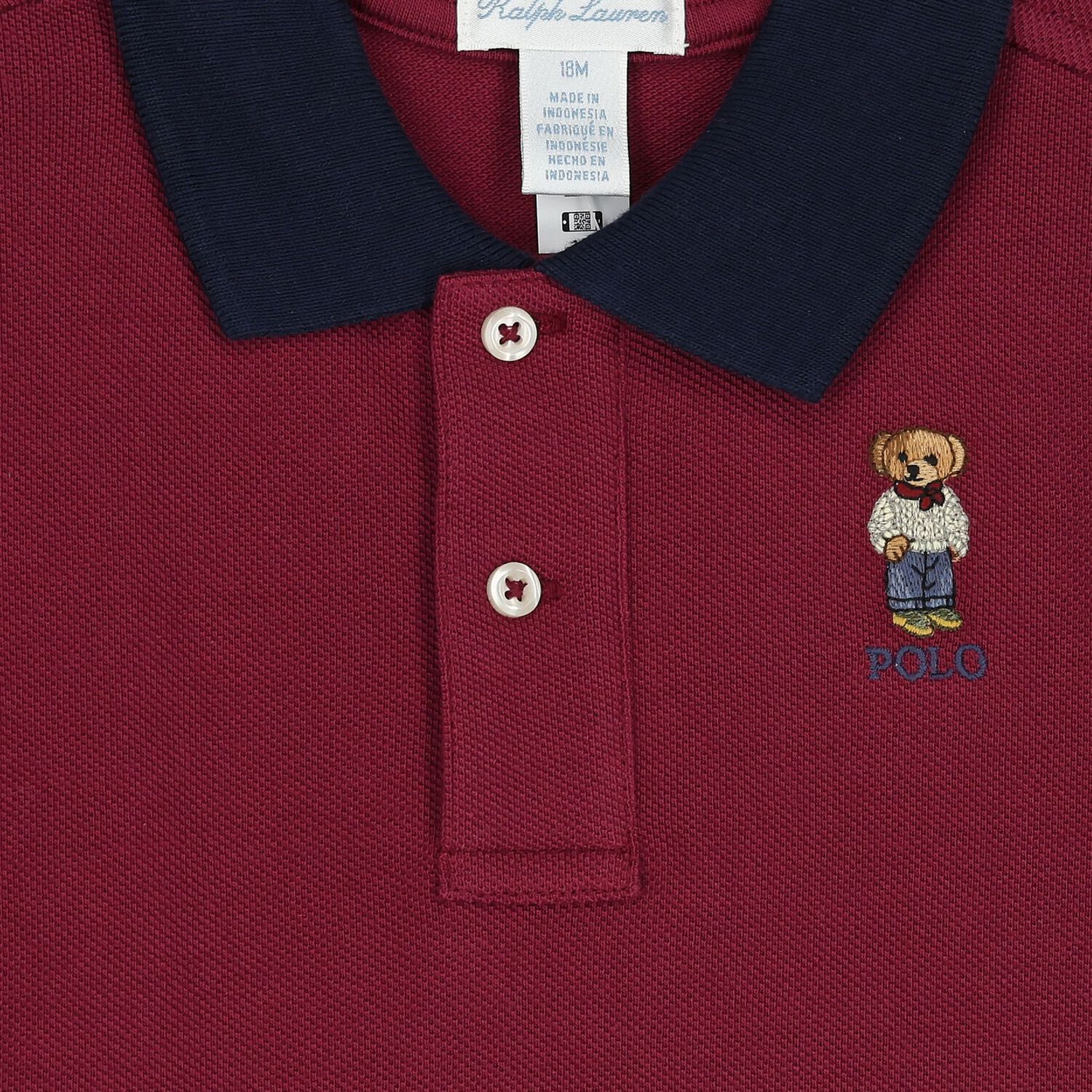 Baby Boys Burgundy Polo Bear Polo Shirt, 1, hi-res