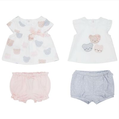 Baby Girls Pink & Grey Shorts sets (4 Pack)