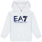 Boys White Logo Hooded Top, 2, hi-res
