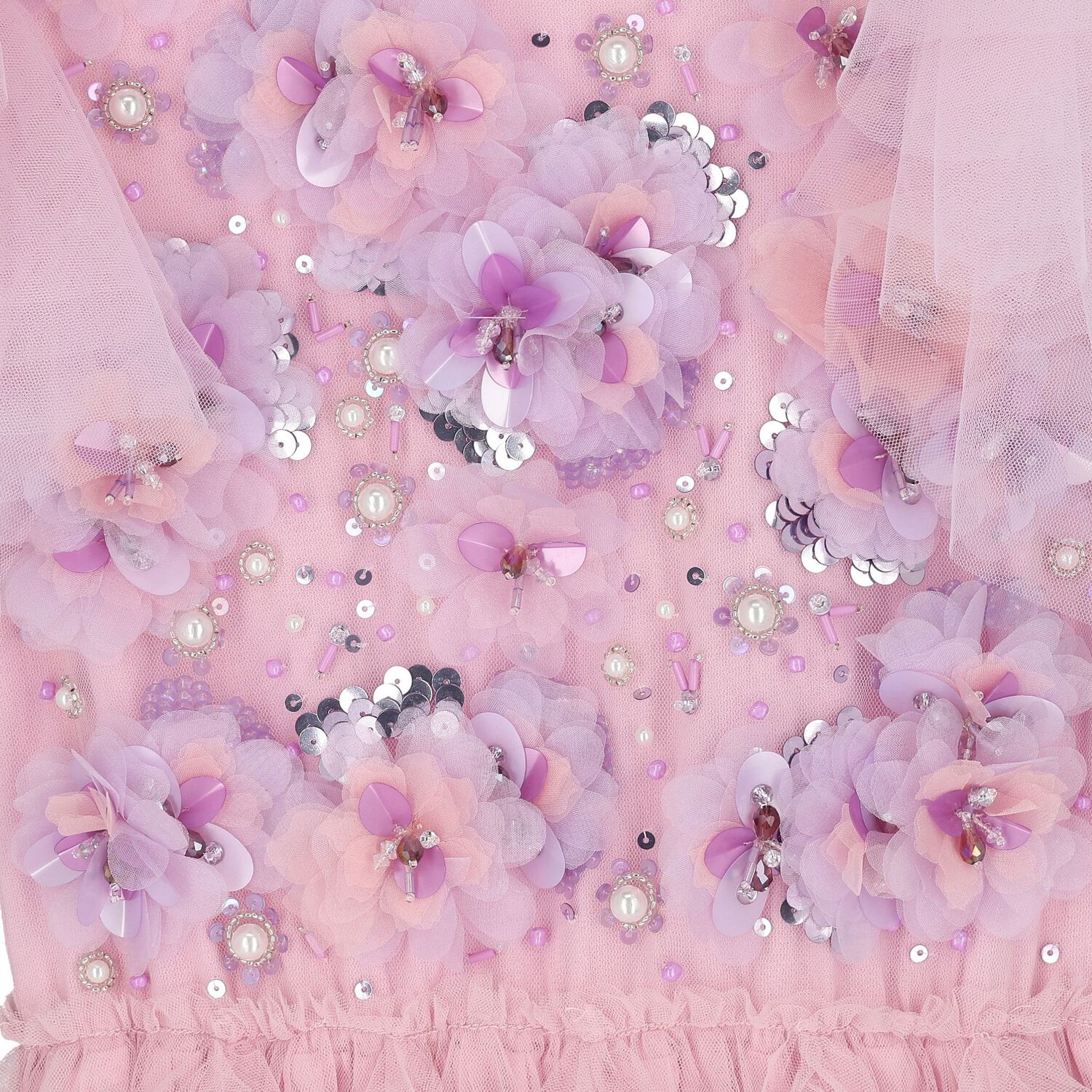 Girls Pink & Purple Ruffled Tulle Dress, 1, hi-res