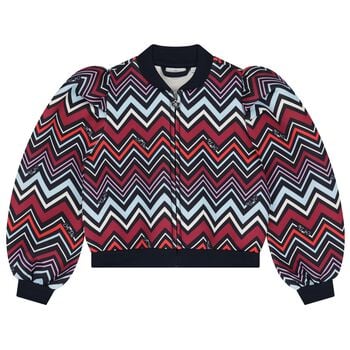 Girls Multi-Coloured Zig Zag Bomber Jacket