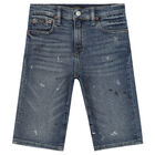 Boys Blue Denim Shorts, 1, hi-res