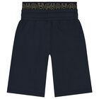 Younger Boys Navy Blue Logo Shorts, 1, hi-res