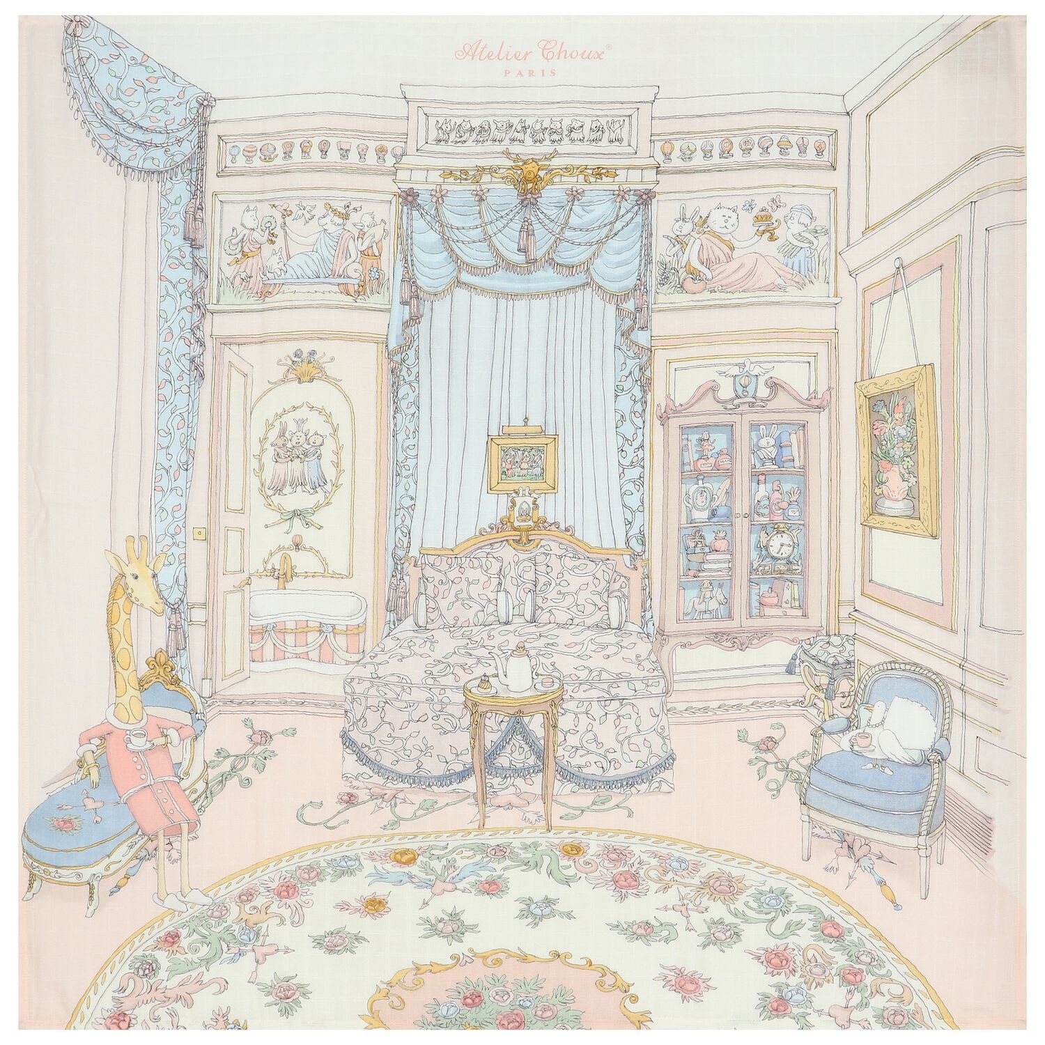 Baby Girls Pink French Bedroom Swaddle Carré Blanket, 1, hi-res