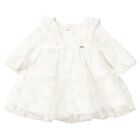 Baby Girls Ivory Floral Tulle Dress, 1, hi-res