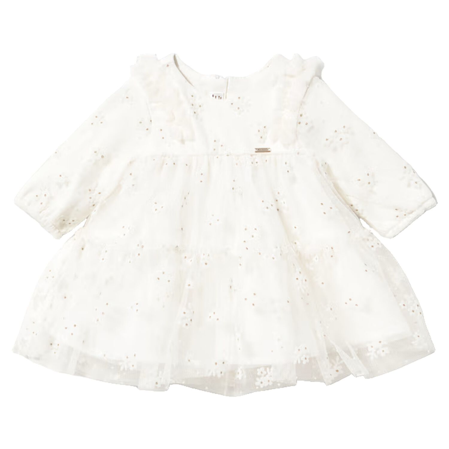 Baby Girls Ivory Floral Tulle Dress, 1, hi-res