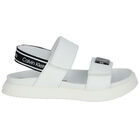 Girls White Logo Sandals, 1, hi-res