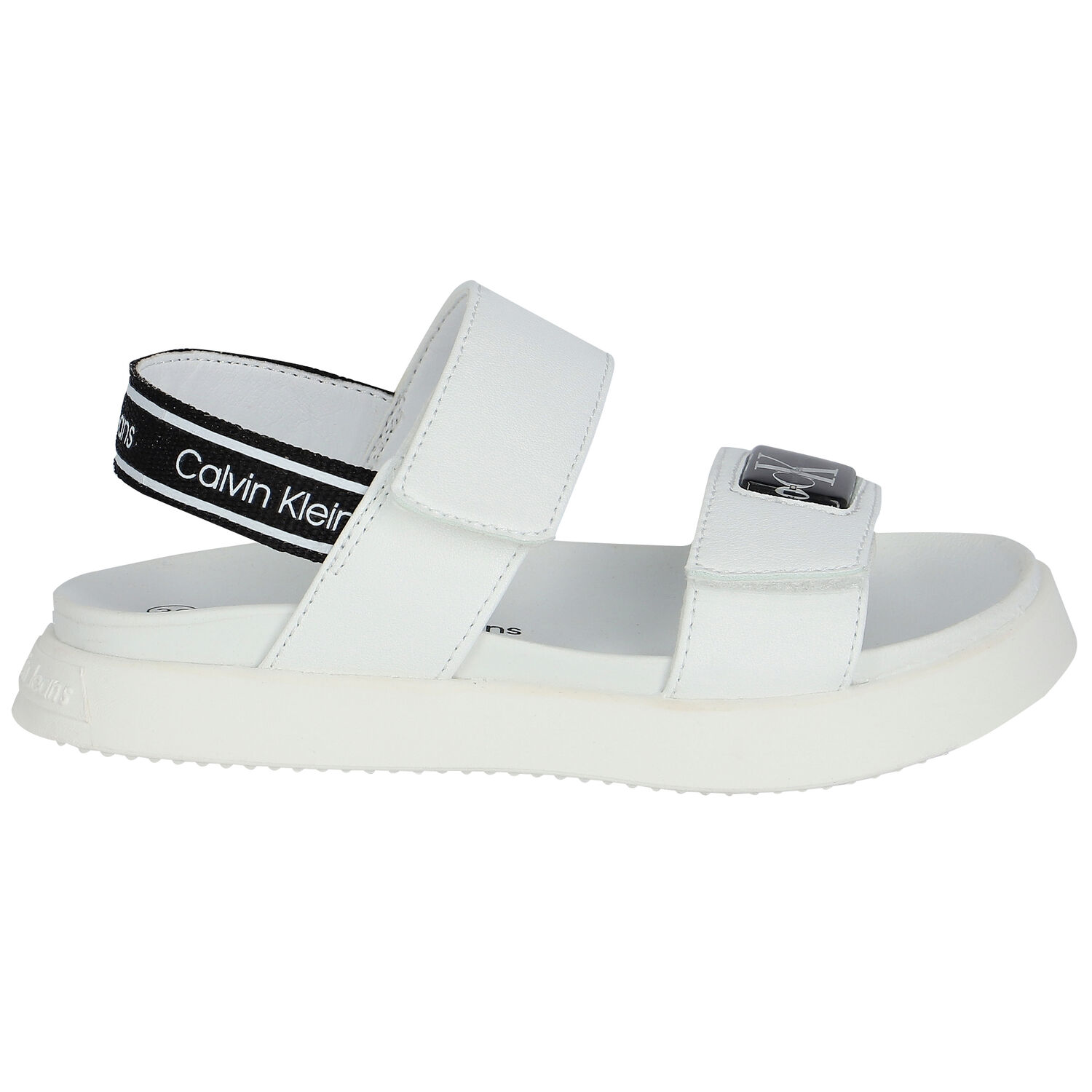 Girls White Logo Sandals, 1, hi-res