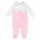 Baby Girls White & Pink Babygrow, 1, hi-res
