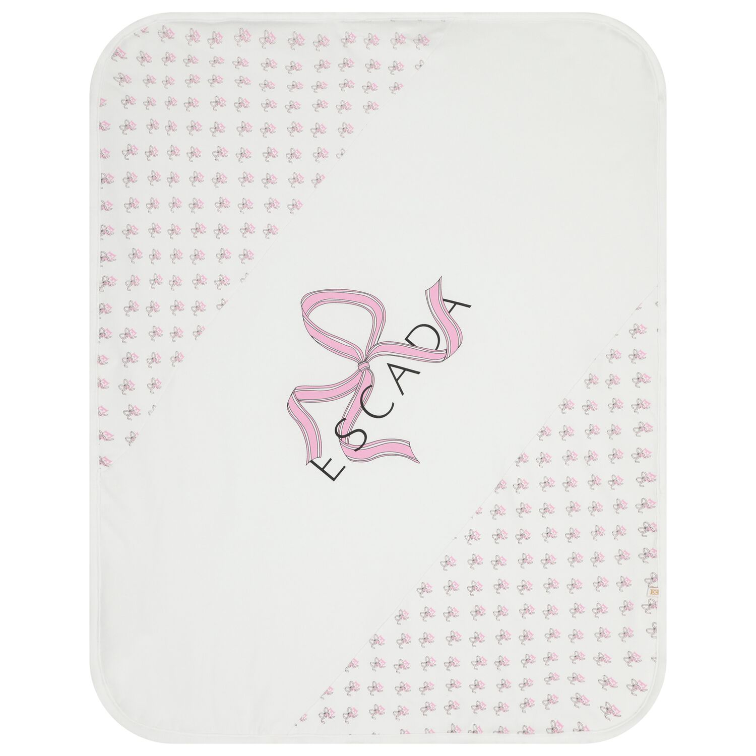 Baby Girls White & Pink Bow Logo Blanket, 1, hi-res
